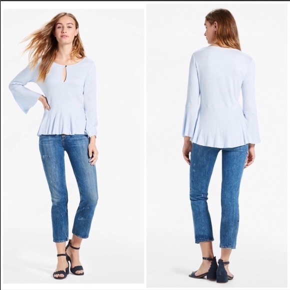 NWT Lucky Brand Flowy Pastel Baby Blue Top - Picture 1 of 4
